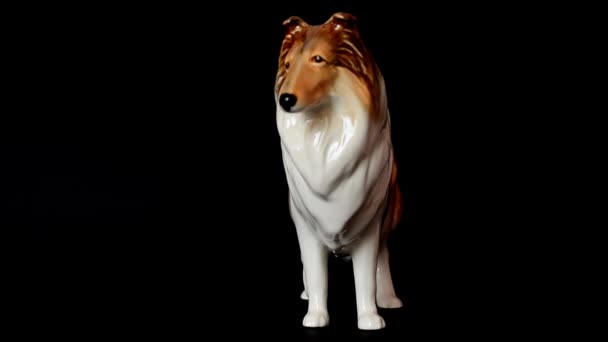 Tragerea Unui Câine Scottish Collie Tragerea Unei Statuete — Videoclip de stoc