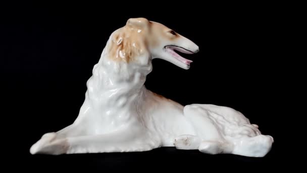 Shooting Dog Russian Wolfhound Shooting Statuette — Stock Video
