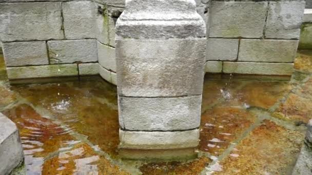 Der Brunnen Historischen Zentrum Von Coruna Spanien Zeitlupe — Stockvideo