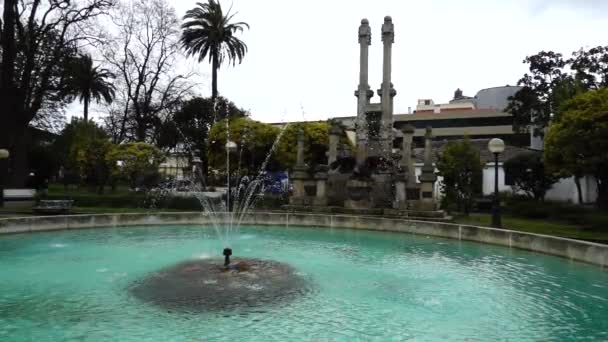 Der Brunnen Jardines Mendez Nunez Zeitlupe Coruna Spanien — Stockvideo