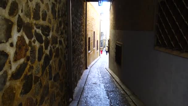 Calles Toledo España Disparos Movimiento — Vídeos de Stock