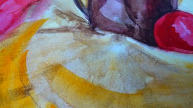 Elma ve sürahi çizimi, durgun hayat..