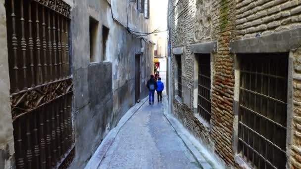 Calles Toledo España Disparos Movimiento — Vídeos de Stock