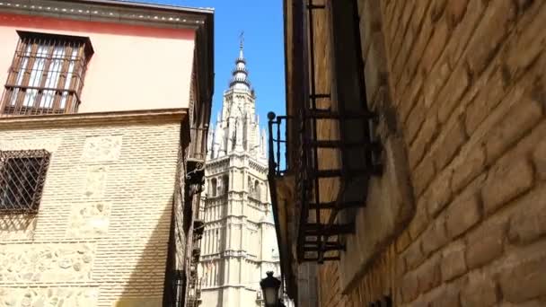 Toledo Aziz Mary Katedrali Spanya Harekette Çekim — Stok video