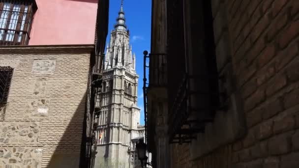 Toledo Aziz Mary Katedrali Spanya Harekette Çekim — Stok video