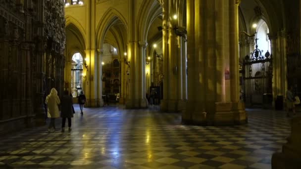 圣玛丽大教堂的内部 Toledo Spain March 2018 Interior Primate Cathedral Saint Mary — 图库视频影像