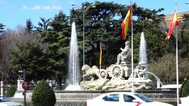 Madri Span Mart 2018 Cibeles Fountain Çeşme 1782 Inşa Edildi — Stok video