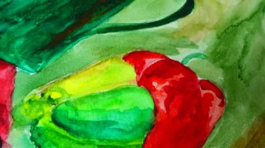 Çaydanlık ve biber çizmek, durgun bir hayat..