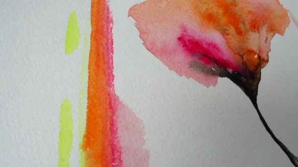 Abstraction Sous Forme Fleurs Dessinées Avec Une Aquarelle — Video