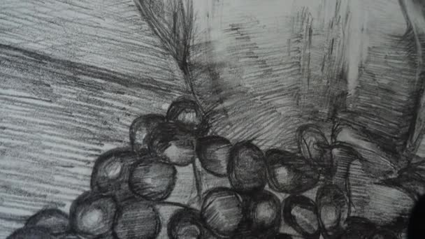 Nature Morte Sous Forme Une Théière Raisins — Video