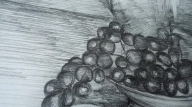 Çaydanlık ve üzüm şeklinde durgun bir hayat..