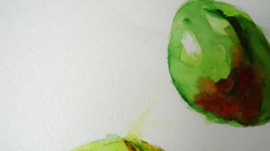 Sebze formunda soyut bir yaşam. Suluboya ile çizilmiş..