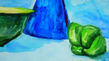 Vazo ve tatlı biber şeklinde durgun bir hayat..