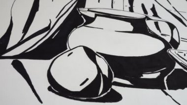 Sürahi, karpuz ve meyve şeklinde durgun bir hayat..