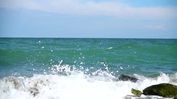 Mořská Vlna Zpomal Natáčení Mořské Vlny — Stock video