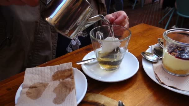 Čaj Kavárně Zpomal Madrid Španělsko — Stock video