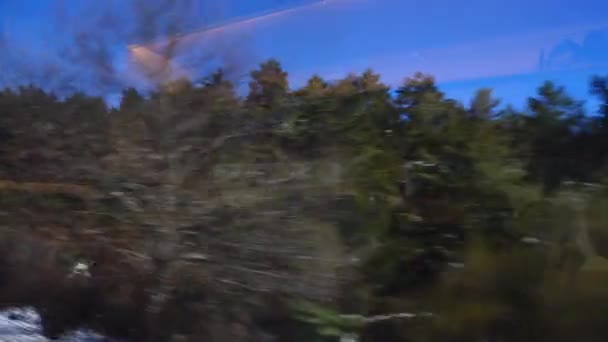 Disparos Desde Vagón Ferrocarril Través Vidrio Movimiento Disparos Movimiento — Vídeo de stock