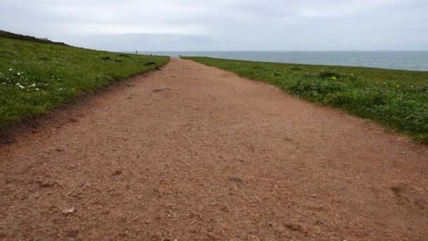 Die Wanderstraße Auf Dem Berg Über Den Atlantik Coruna Spanien — Stockvideo