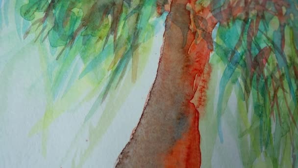 Kresba Akvarelu Stromečku Fotografování Kresby — Stock video