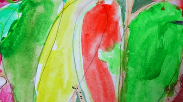 Aquarelle Abstraction Pour Enfants Prise Vue Une Image Dans Mouvement — Video