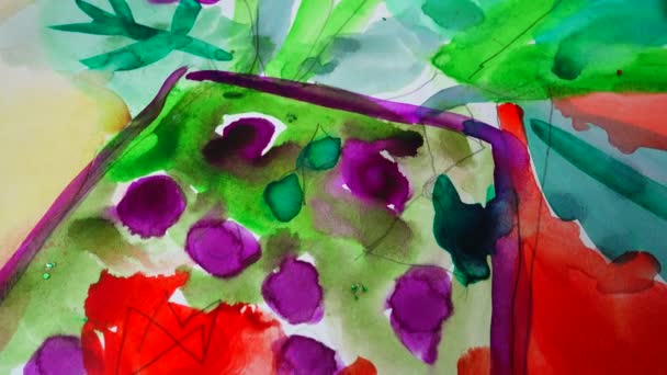 Fleurs dans un vase, le dessin une aquarelle. Tournage d'une image dans le mouvement .