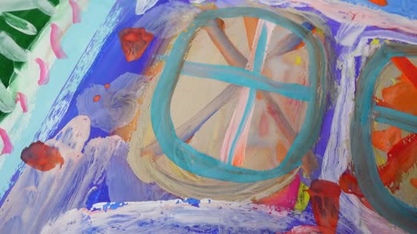 Зимний Дом Рисуется Маслом Съемка Картины Движении — стоковое видео
