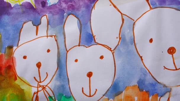 有趣的兔子 画的拍摄 — 图库视频影像