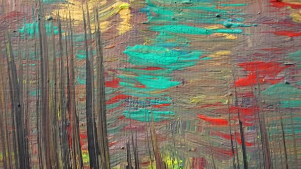 Dessin Abstrait Peint Avec Gouache Prise Vue Tableau Dans Mouvement — Video