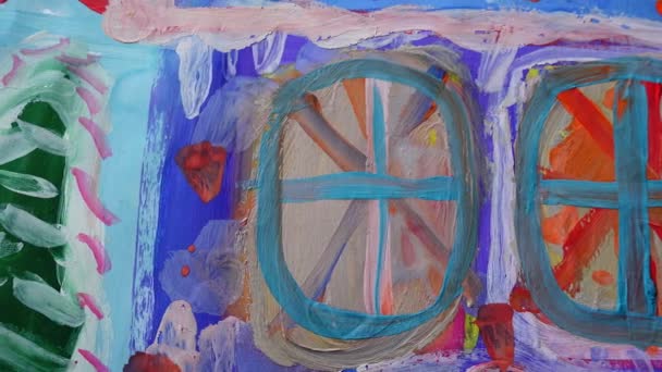 Зимовий Будинок Вона Намальована Олією Зйомки Картини Русі — стокове відео