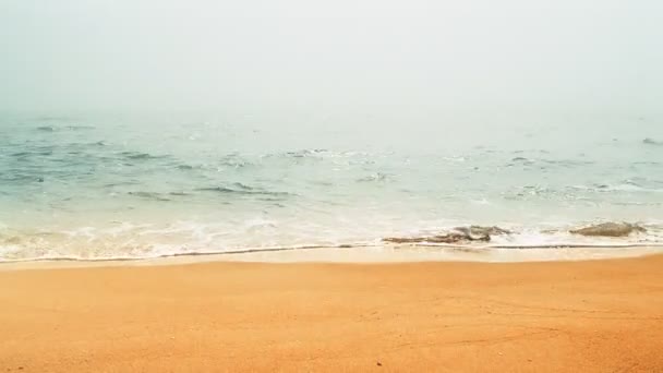 Het Zeestrand Mist Schieten Het Strand — Stockvideo