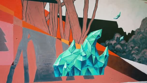 Graffiti Una Cerca Dibujo Abstracto — Vídeo de stock