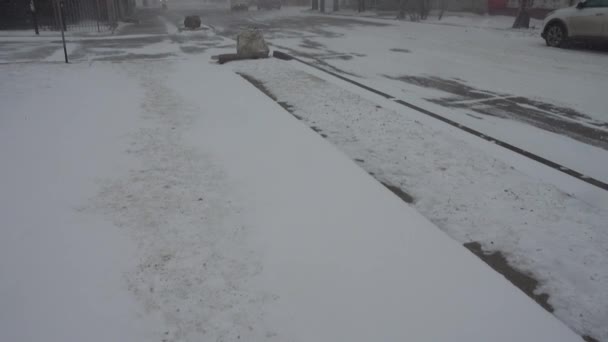 Blizzard Ciudad Disparos Invierno — Vídeos de Stock