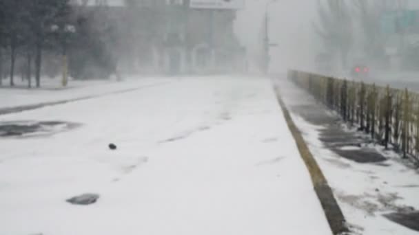 Blizzard Ciudad Disparos Invierno — Vídeo de stock