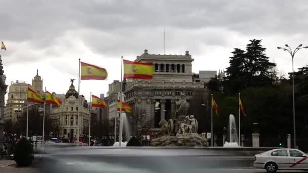 Madrid Deki Cibeles Çeşmesi Zaman Aşımı Spanya Çeşme 1782 Inşa — Stok video