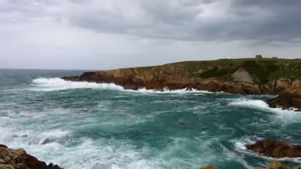 Côte Océanique Coruna Espagne Timelapse Tournage Espagne Sur Côte Océan — Video