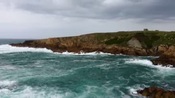 西班牙拉科鲁纳的海洋海岸 时间过去了西班牙海岸的枪击案 — 图库视频影像