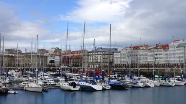 Coruna España Abril 2018 Terraplén Los Yates Coruña Coruña Gran — Vídeos de Stock