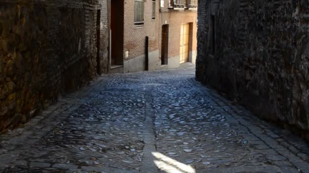 Μεσαιωνικός Δρόμος Στο Τολέδο Της Ισπανίας Τολέδο Πρωτεύουσα Της Επαρχίας — Αρχείο Βίντεο