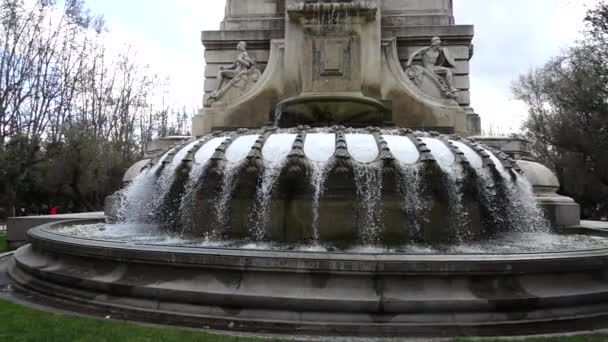 Monument Miguel Cervantes Madrid Spain Slow Motion Shooting Madrid — Stock Video