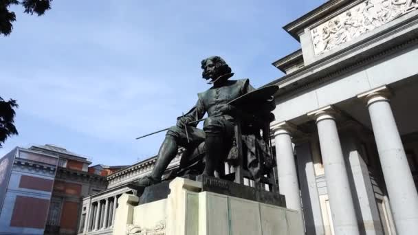 Bronze Statue Diego Velazquez Madrid Spain Bronze Statue Diego Velazquez — Stock Video