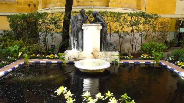 Fuente Patio Madrid España Marzo 2018 Fuente Patio Casa Museo — Vídeos de Stock