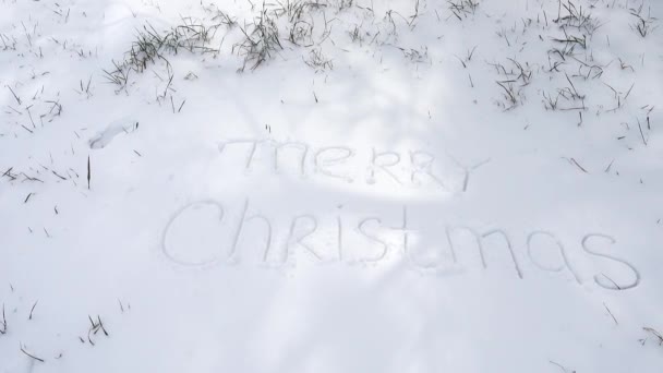雪の上の碑文メリークリスマス — ストック動画
