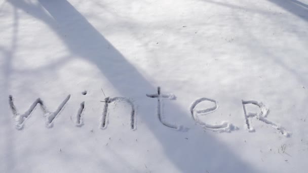 Inschrift Winter Auf Schnee — Stockvideo