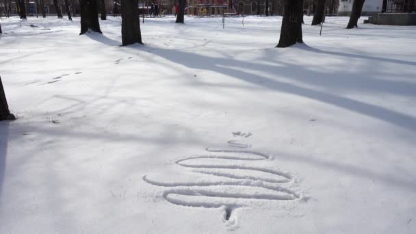 在雪地上画了一棵冷杉 — 图库视频影像
