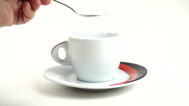 Spoon Sugar Filled Cup Slow Motion 240 Fps Slow Motion — Stock Video