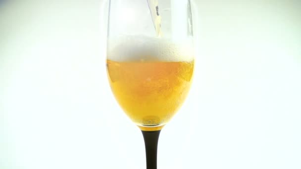 啤酒在玻璃杯中流动 慢动作480 Fps 慢动作 — 图库视频影像