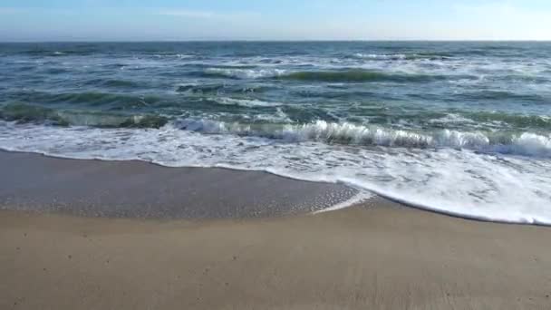 Θαλάσσιο Κύμα Πυροβολισμοί Στην Παραλία — Αρχείο Βίντεο