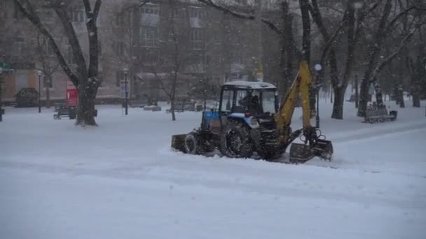 Neve Cair Cidade Movimento Lento — Vídeo de Stock