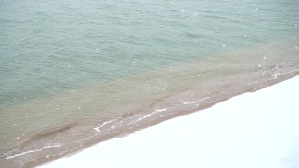 Schnee Und Meer Zeitlupe — Stockvideo