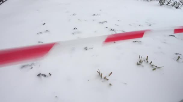 Red White Tape Shooting Winter — Stock Video